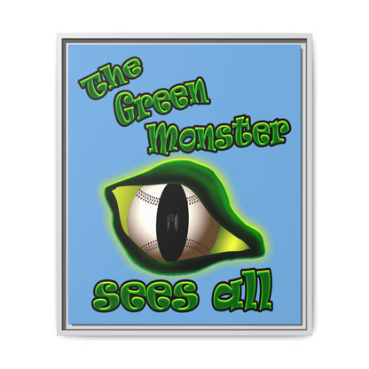 green monster - framed canvas art (light blue)
