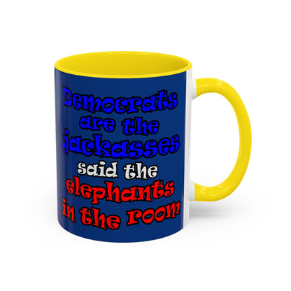 donkeys and elephants - Accent Mug (dark blue)