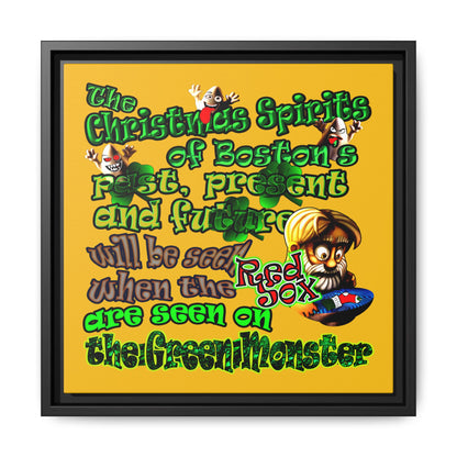 christmas spirits of boston - framed canvas art (yellow)