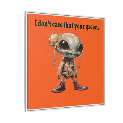 I don't care that your green - framed canvas art (orange)