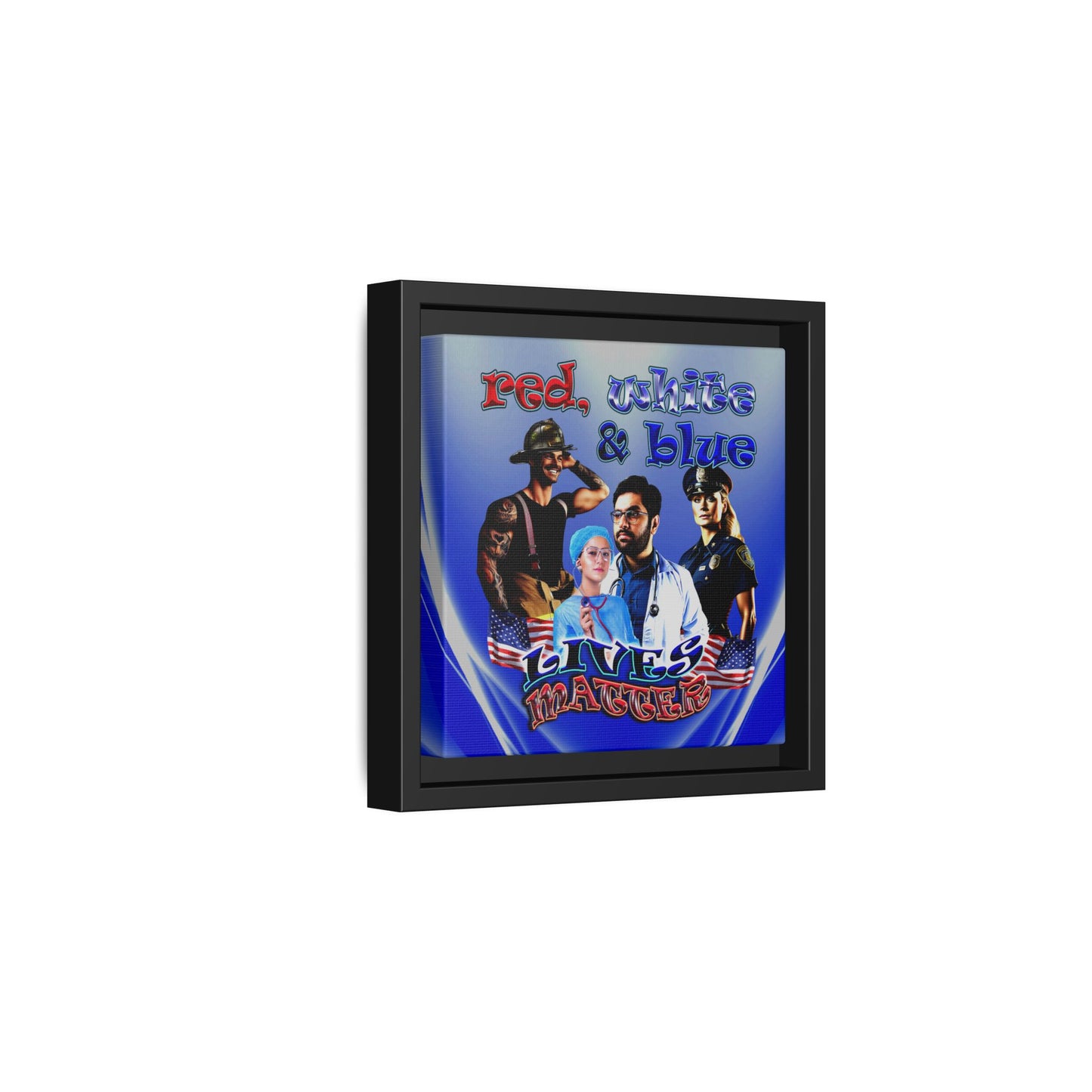 rw&b lives matter - framed canvas art (blue-white wave)