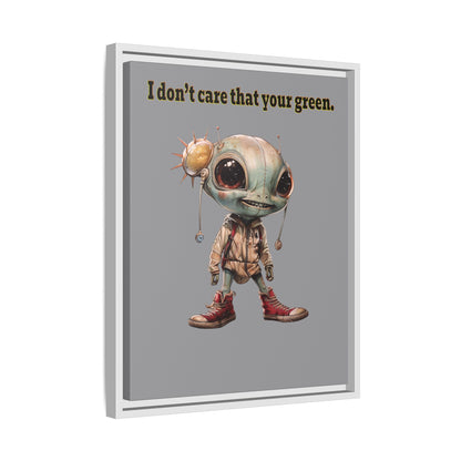 I don't care that your green - framed canvas art (grey)