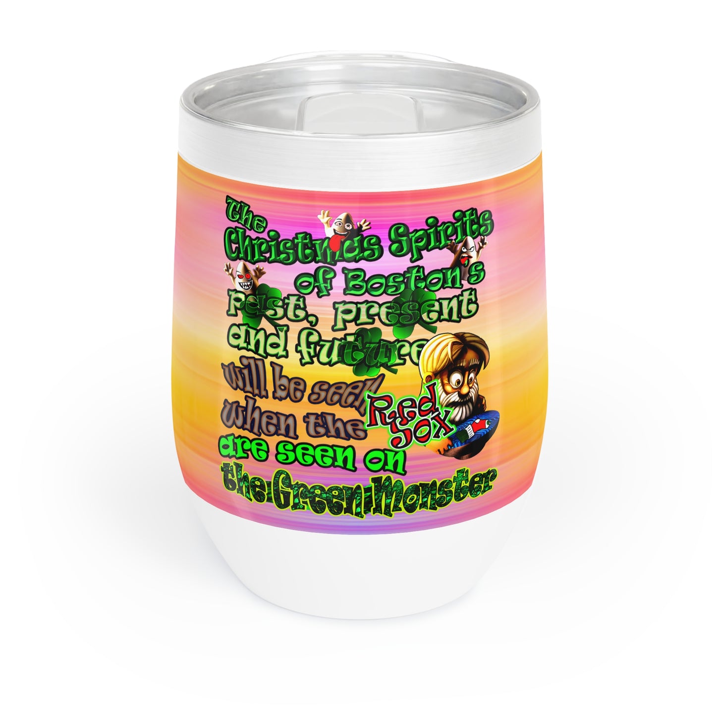 christmas spirits of boston - Chill Wine Tumbler (color blur)