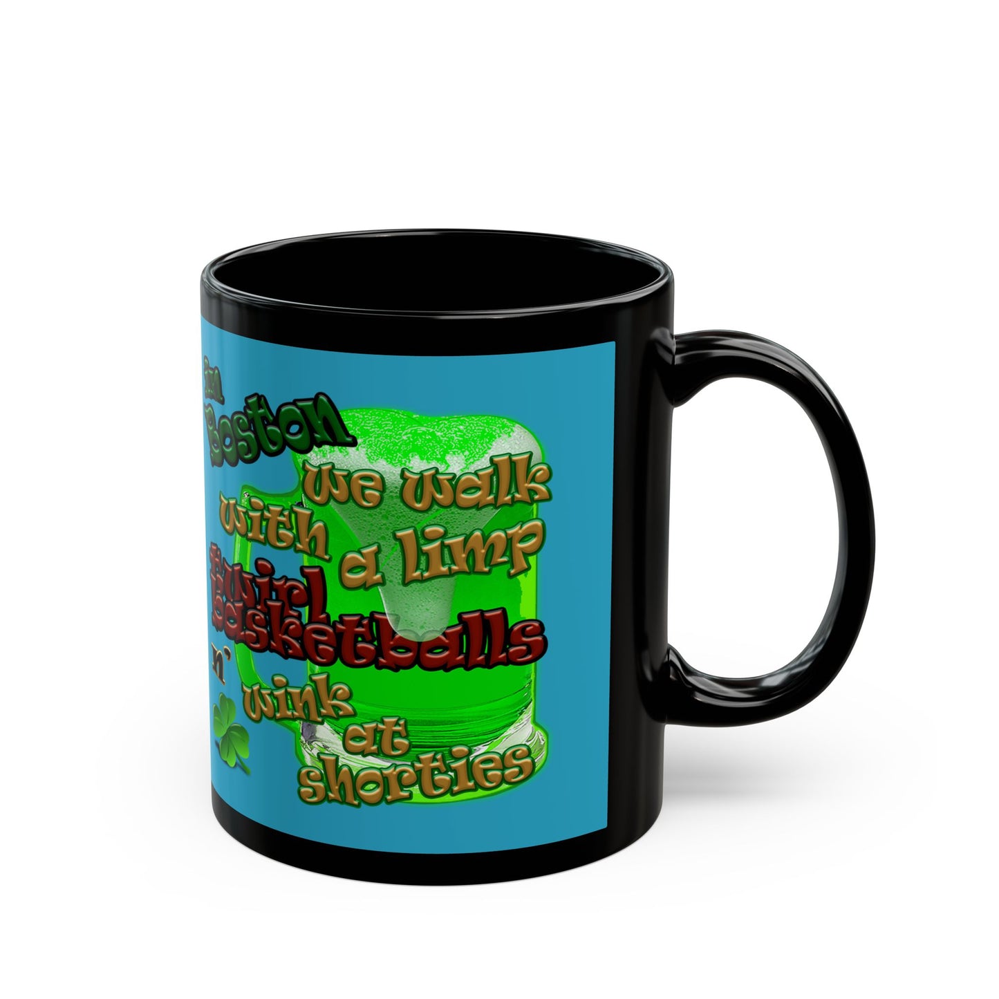 celtics logo - Black Mug (turquoise)