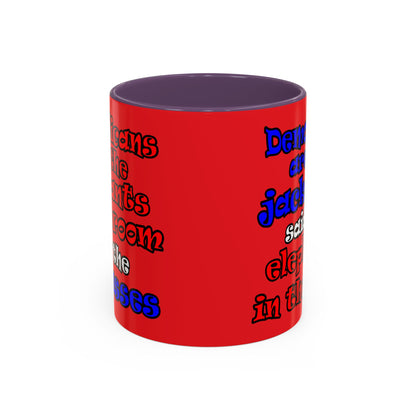 donkeys and elephants - Accent Mug (red)