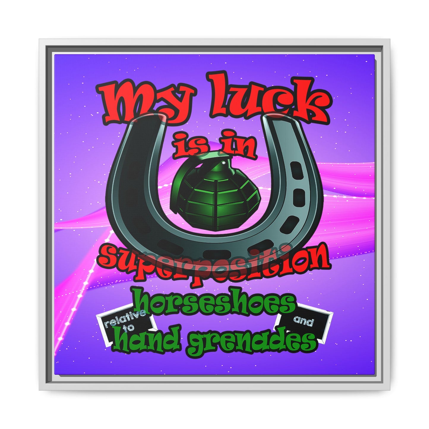 my luck - framed canvas art (purple-pink wave)
