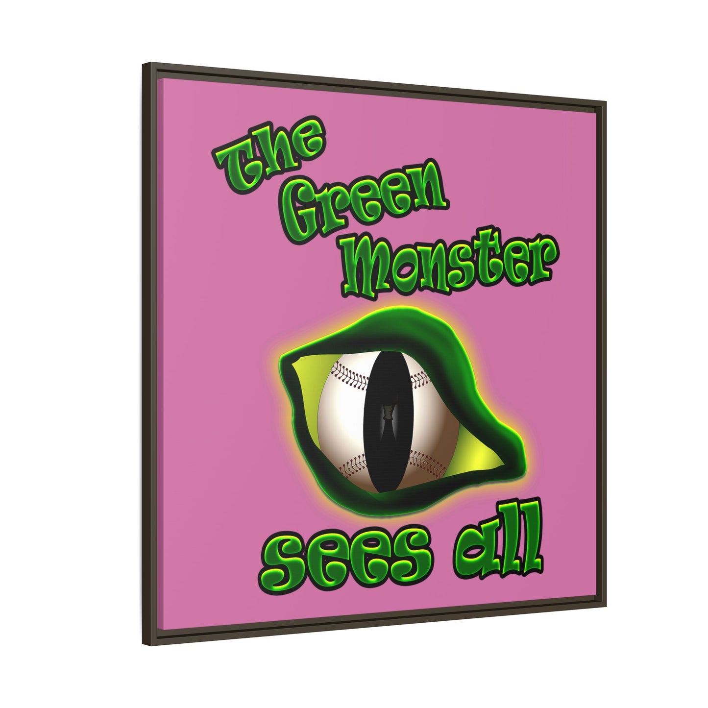green monster - framed canvas art (light pink)