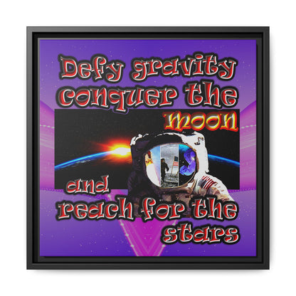defy conquer reach - framed canvas art (purple-pink wave)
