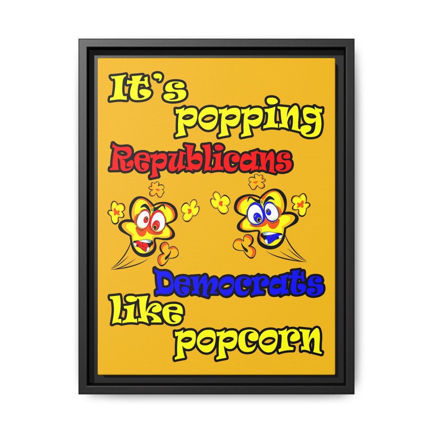 popping like popcorn - framed canvas art (yellow)