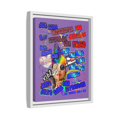 drop the beat - framed canvas art (light purple)