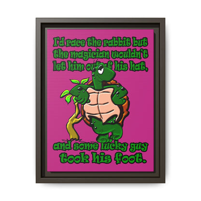 turtle race - framed canvas art (pink)