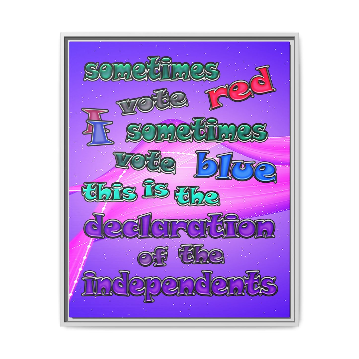 declaration of the independents - framed canvas art (purple-pink wave)