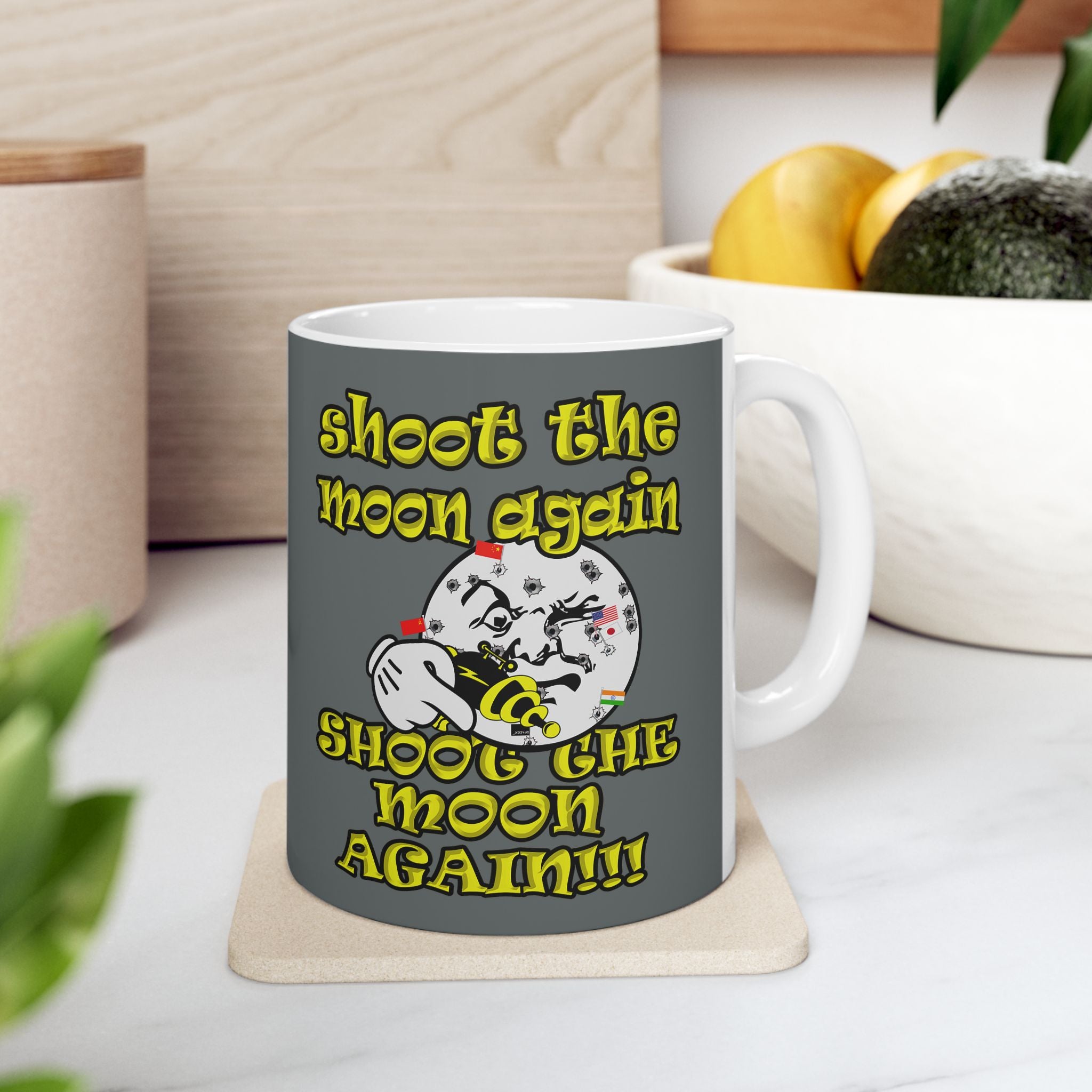 shoot the moon again - White Mug (dark grey)