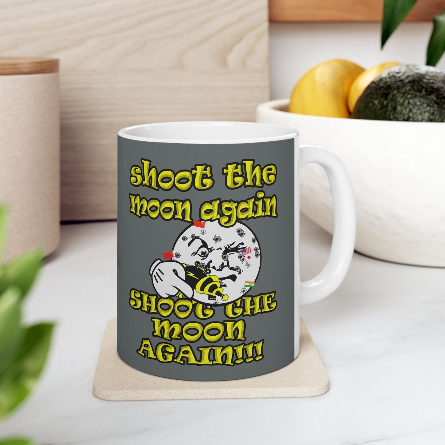shoot the moon again - White Mug (dark grey)