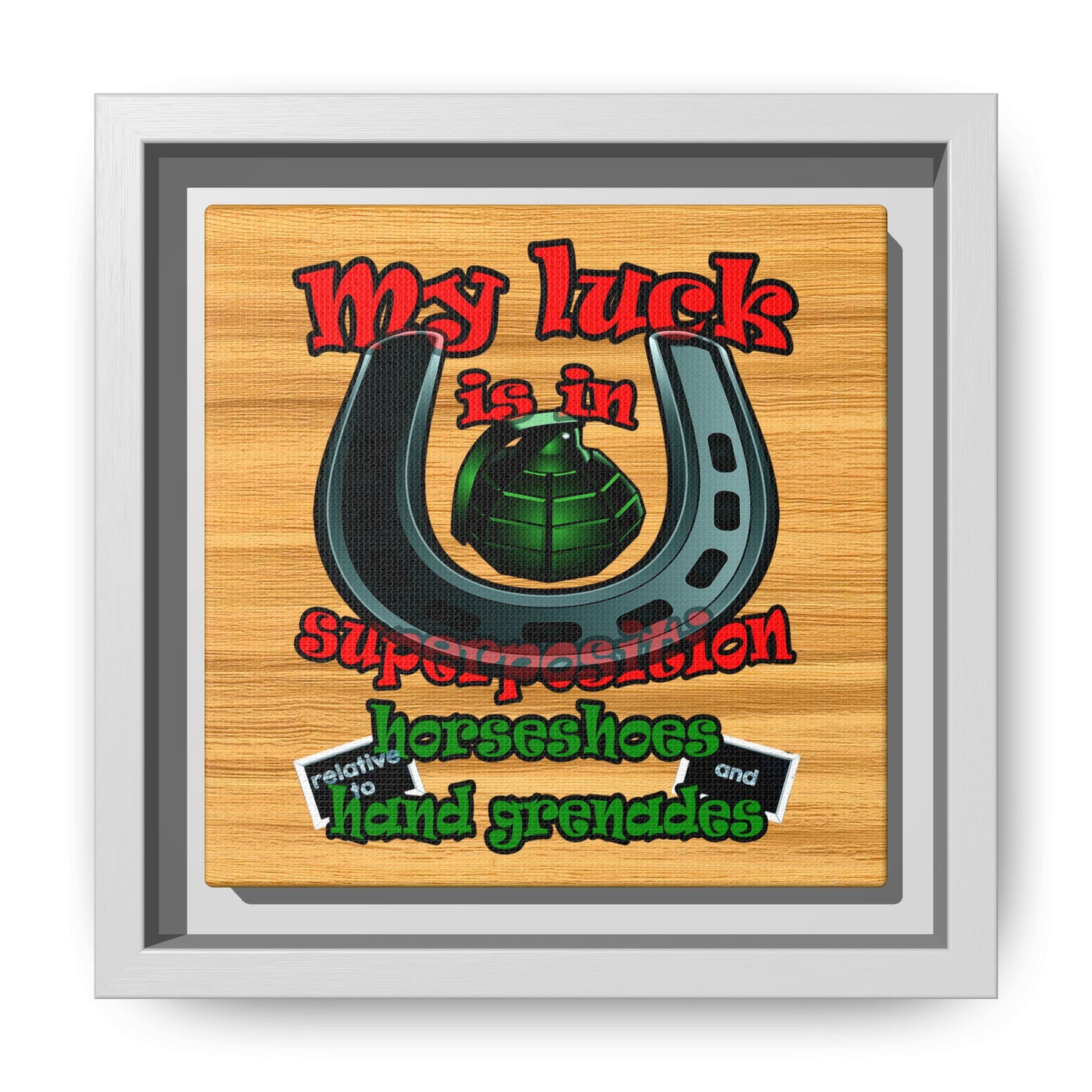 my luck - framed canvas art (butterscotch wood finish)