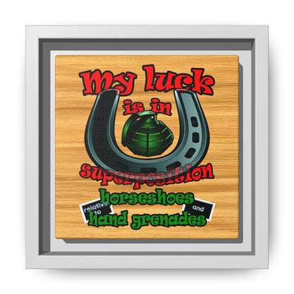 my luck - framed canvas art (butterscotch wood finish)