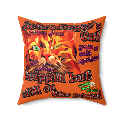 schrodinger's cat - Faux Suede Square Pillow - (orange)