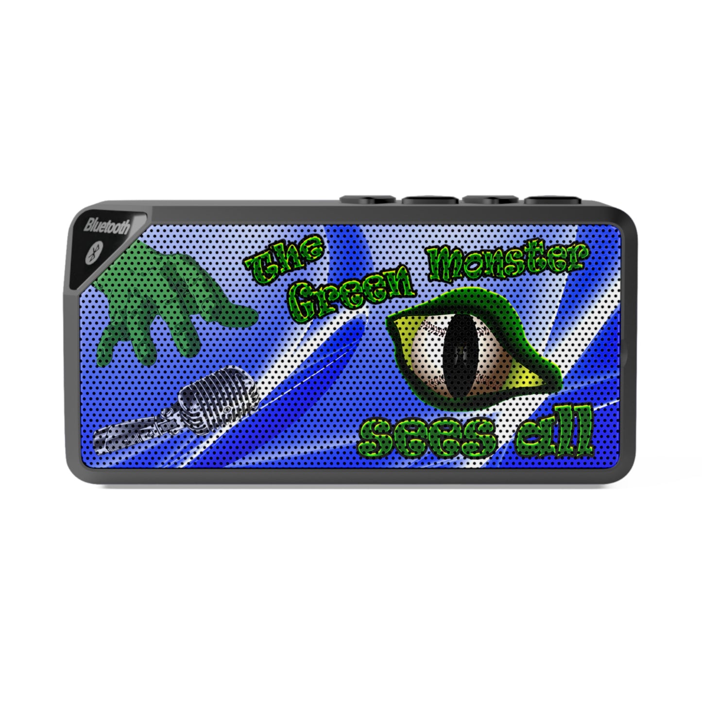 green monster - Jabba Bluetooth Speaker (blue-white wave)