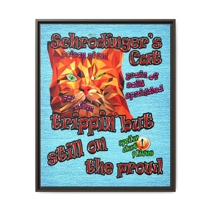 schrodinger's cat - framed canvas art (faded blue)