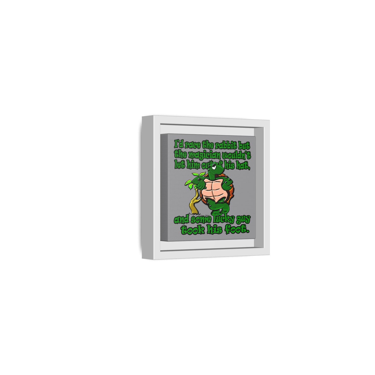turtle race - framed canvas art (grey)