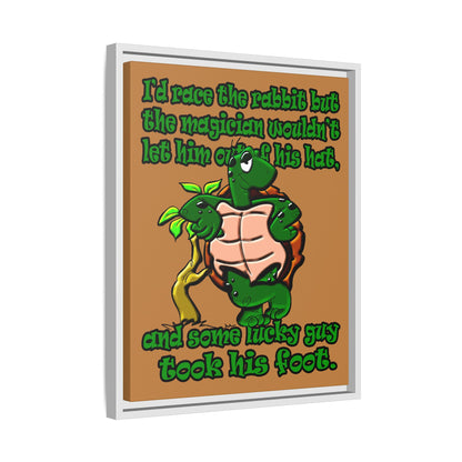 turtle race - framed canvas art (light brown)