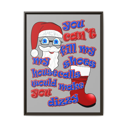 santa's shoes - framed canvas art (light grey)