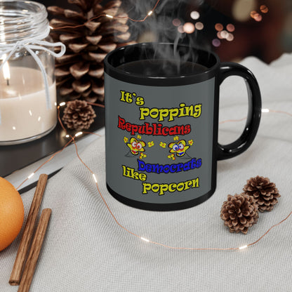 popping like popcorn - Black Mug (dark grey)