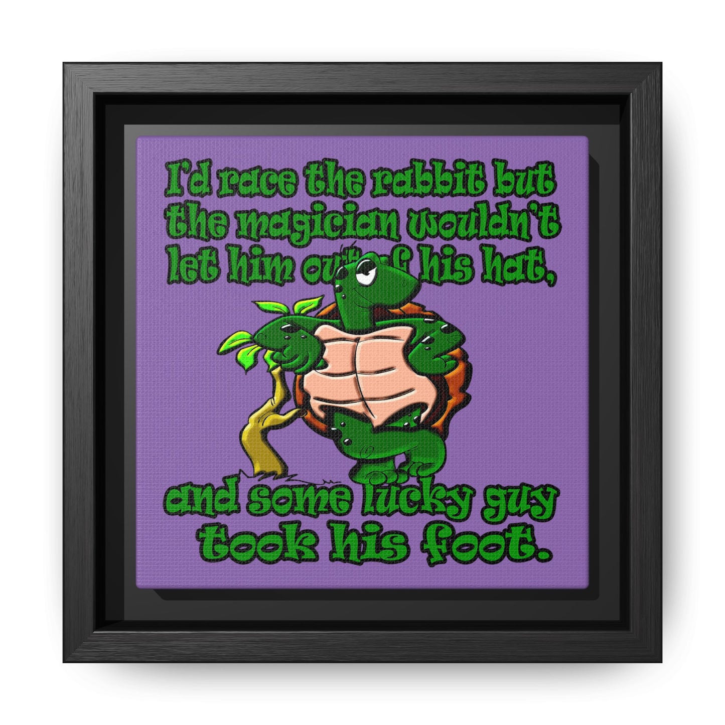 turtle race - framed canvas art (light purple)
