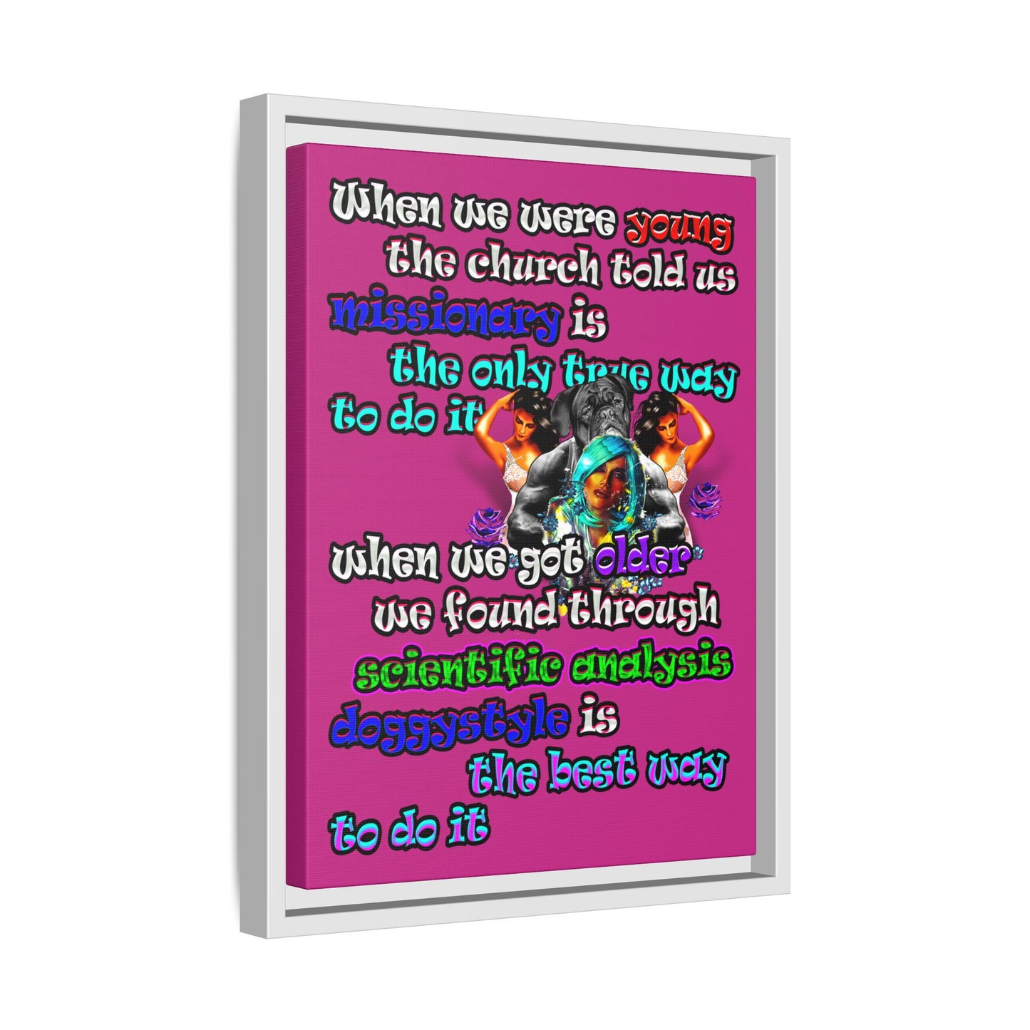 doggystyle - framed canvas art (pink)
