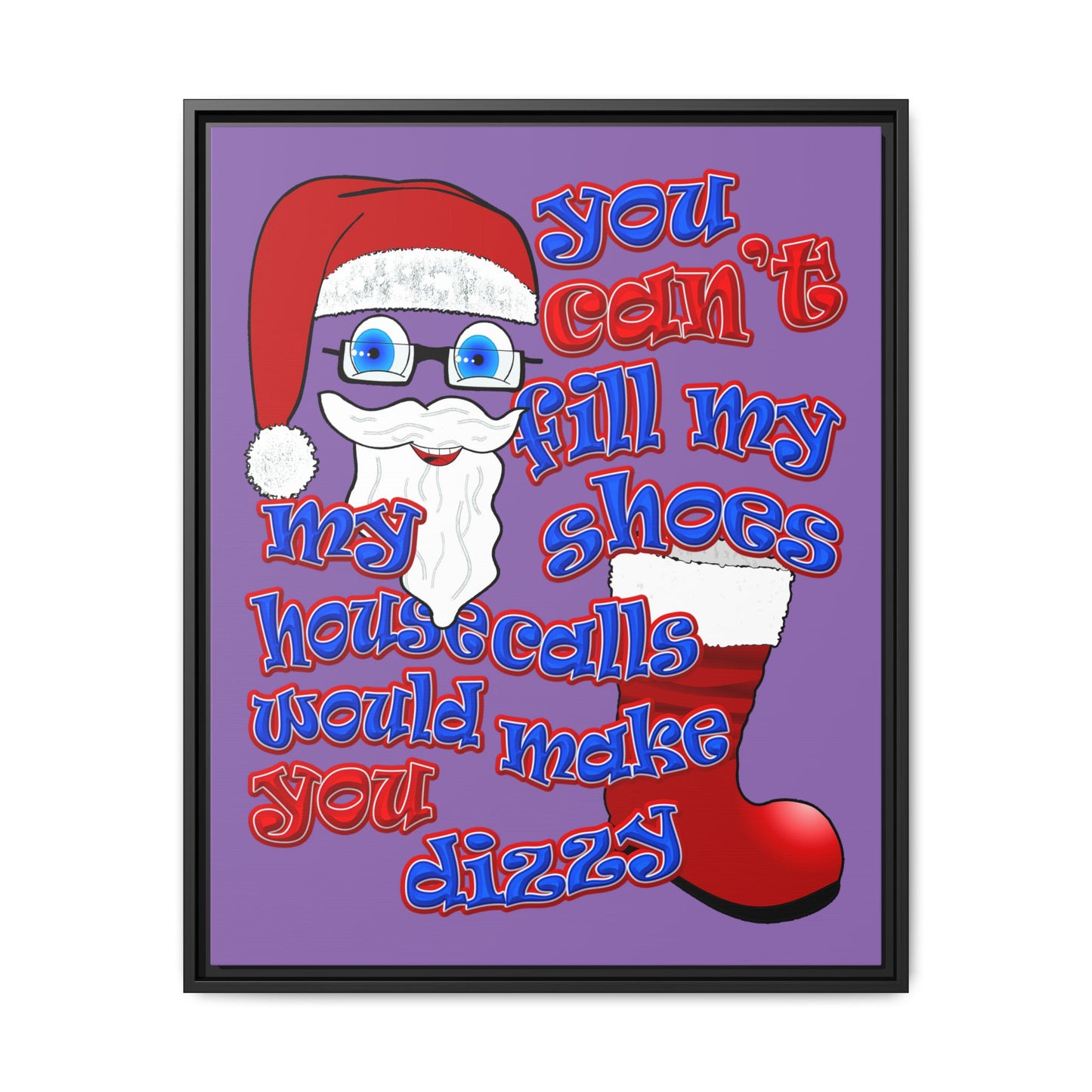 santa's shoes - framed canvas art (light purple)
