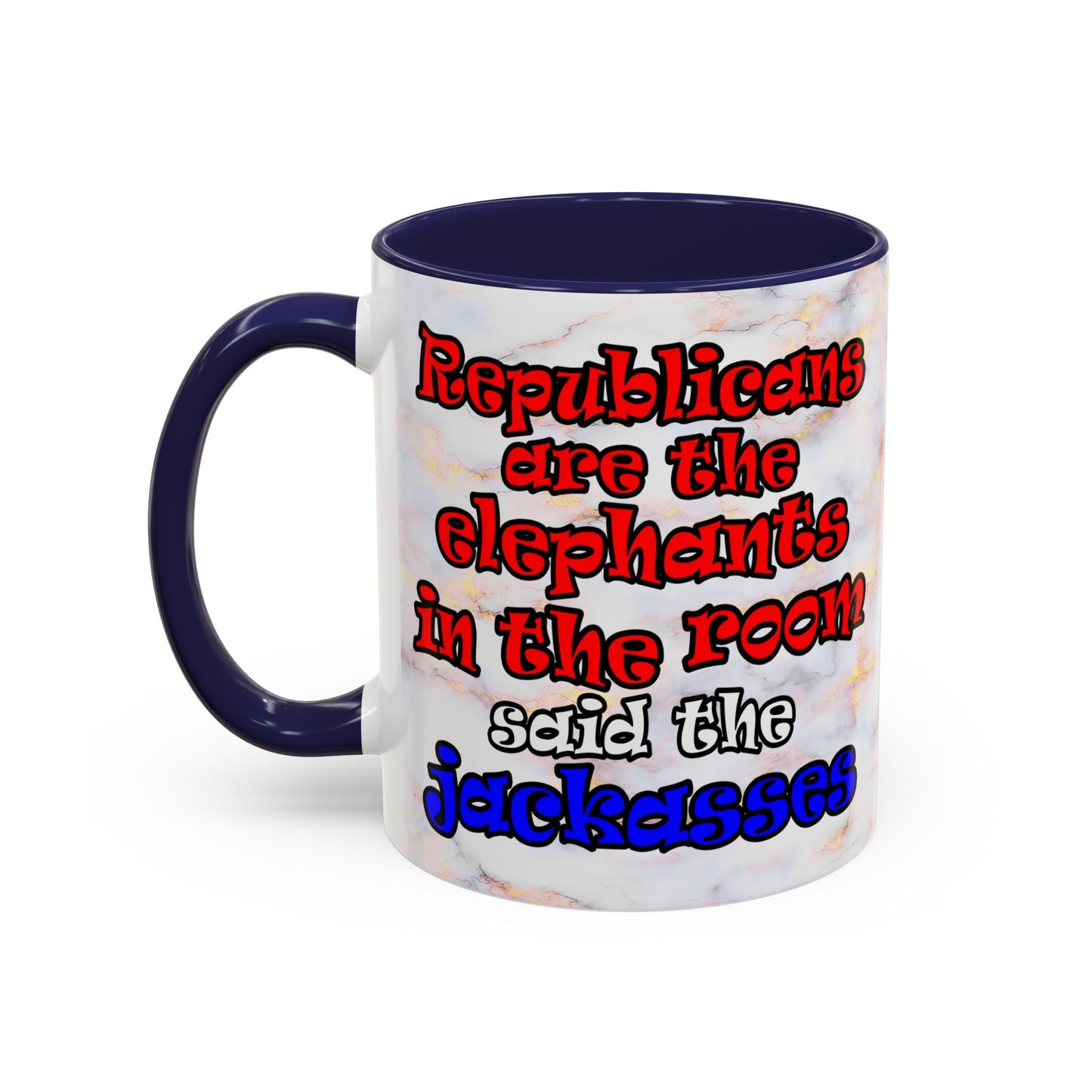 donkeys and elephants - Accent Mug (white marble)