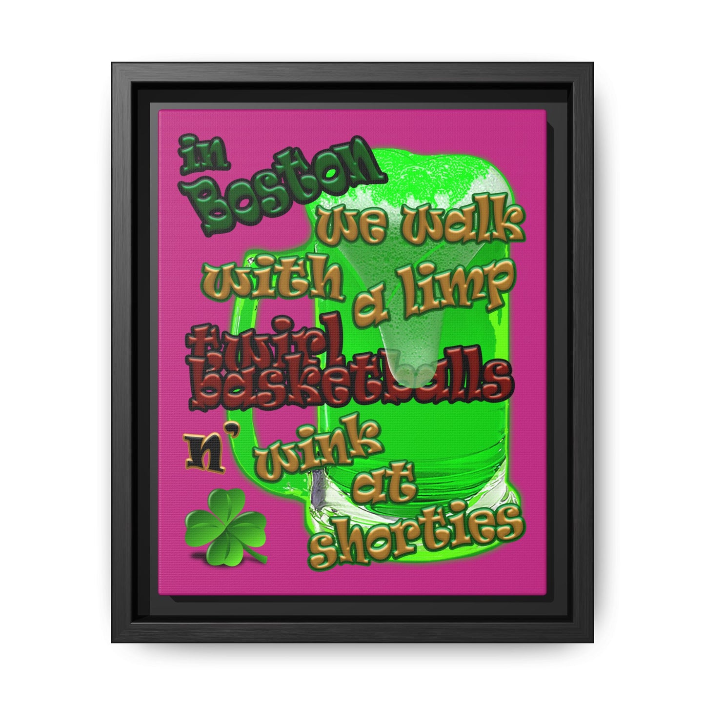 celtics logo - framed canvas art (pink)