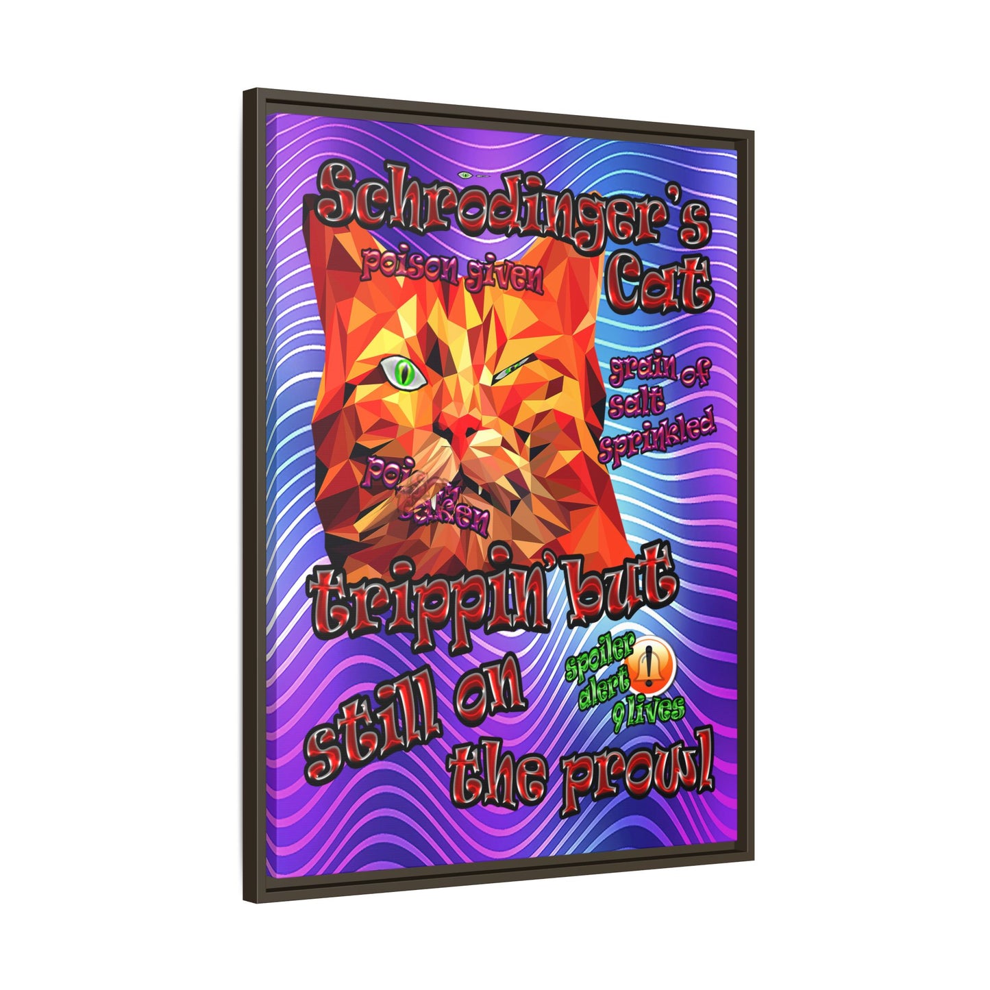 schrodinger's cat - framed canvas art (purple wave)