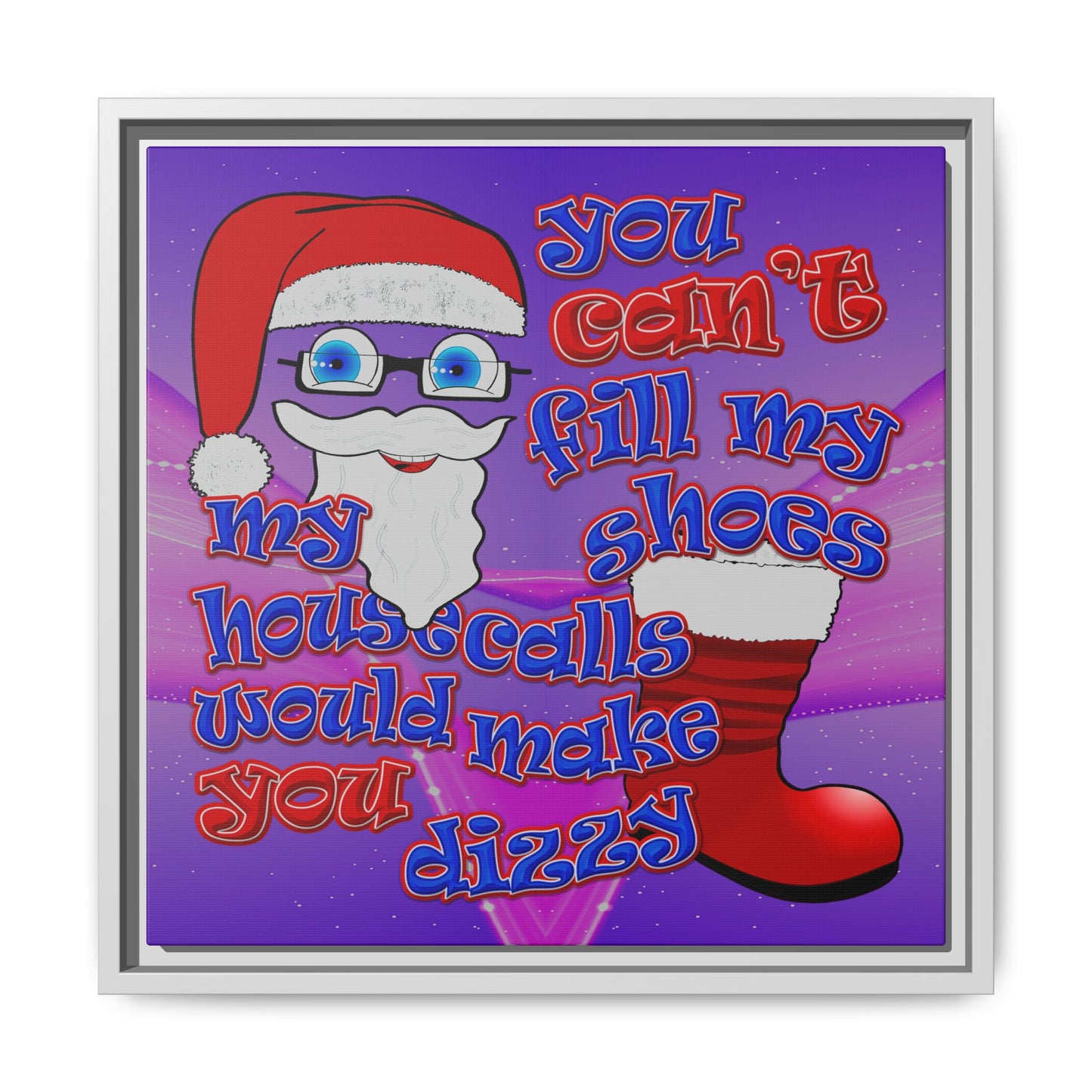 santa's shoes - framed canvas art (purple-pink wave)