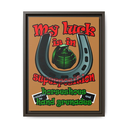 my luck - framed canvas art (light brown)