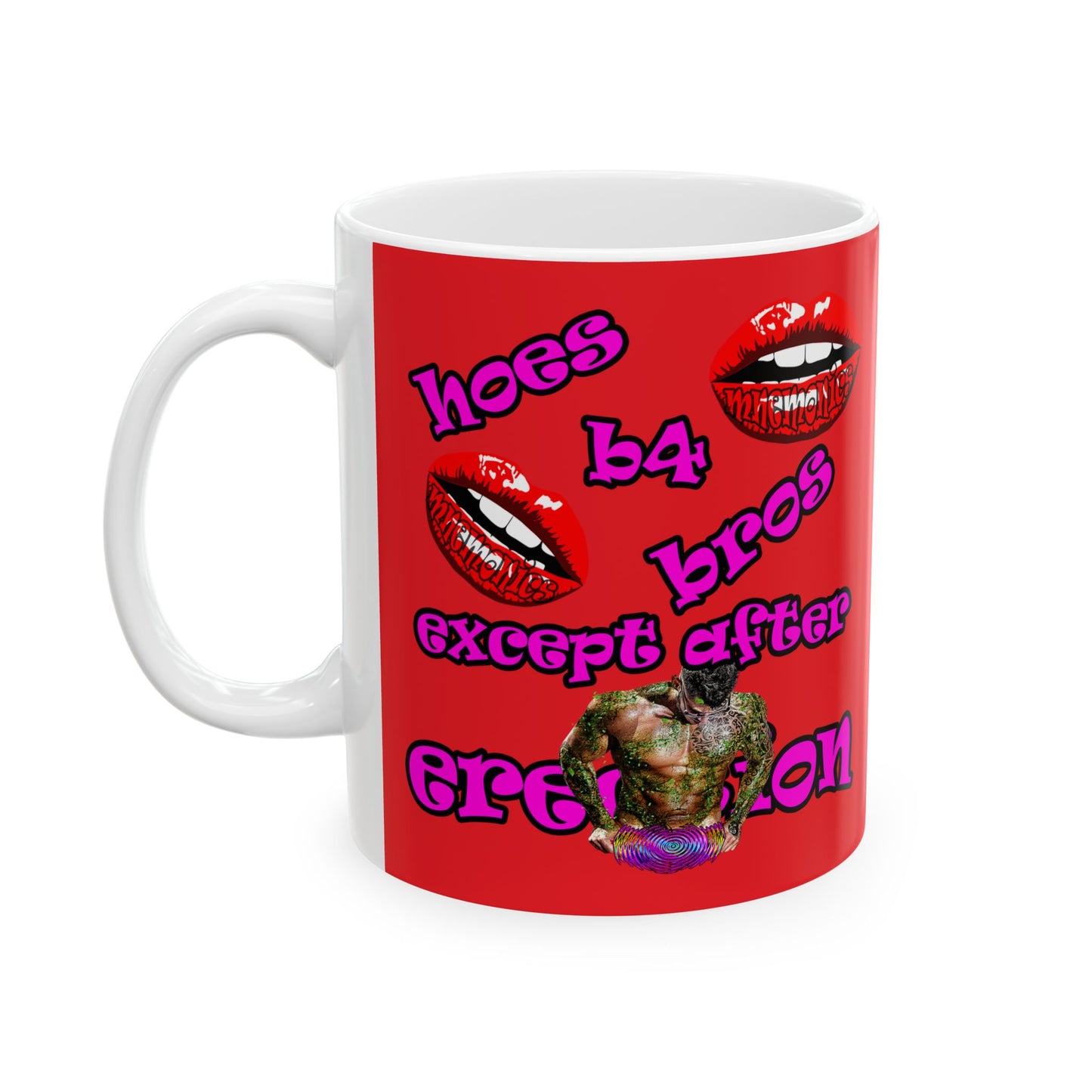 hoes b4 bros - White Mug (red)