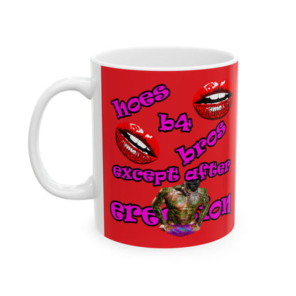 hoes b4 bros - White Mug (red)
