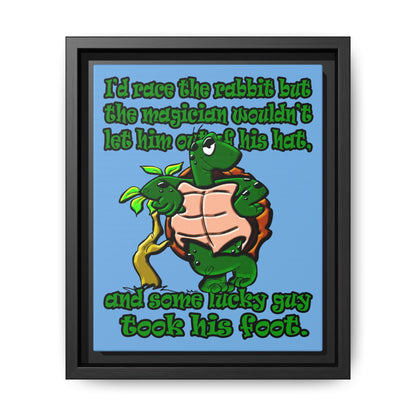 turtle race - framed canvas art (light blue)