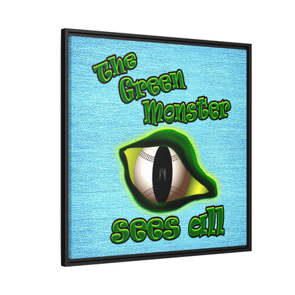 green monster - framed canvas art (faded blue)