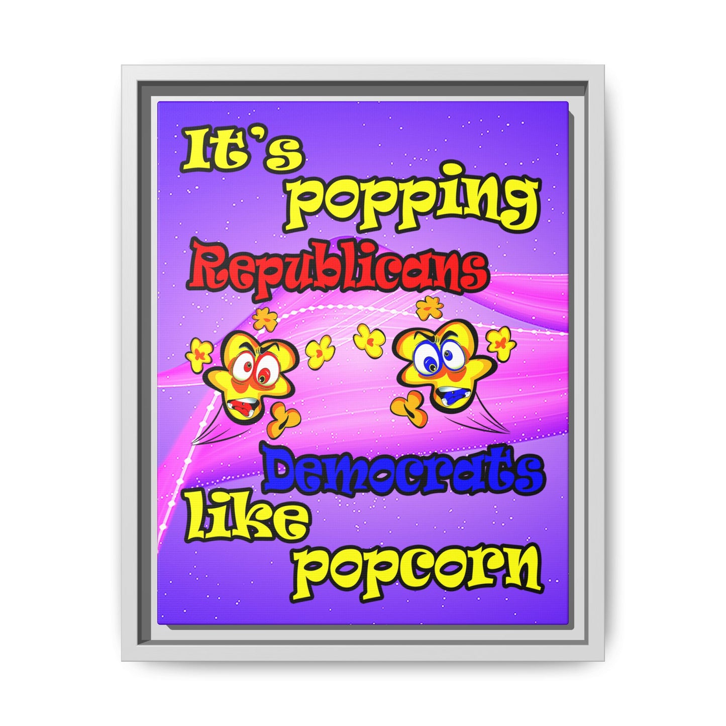 popping like popcorn - framed canvas art (purple-pink wave)