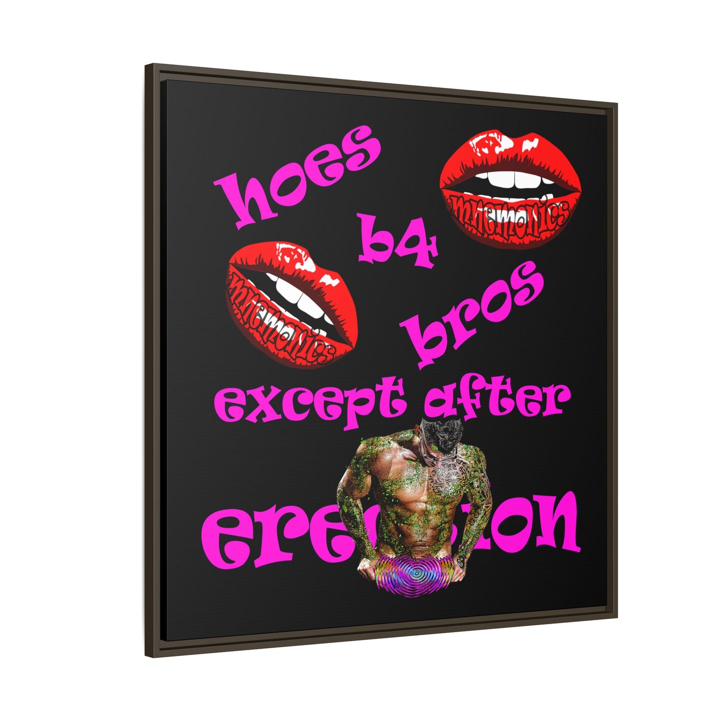 hoes b4 bros - framed canvas art (black)