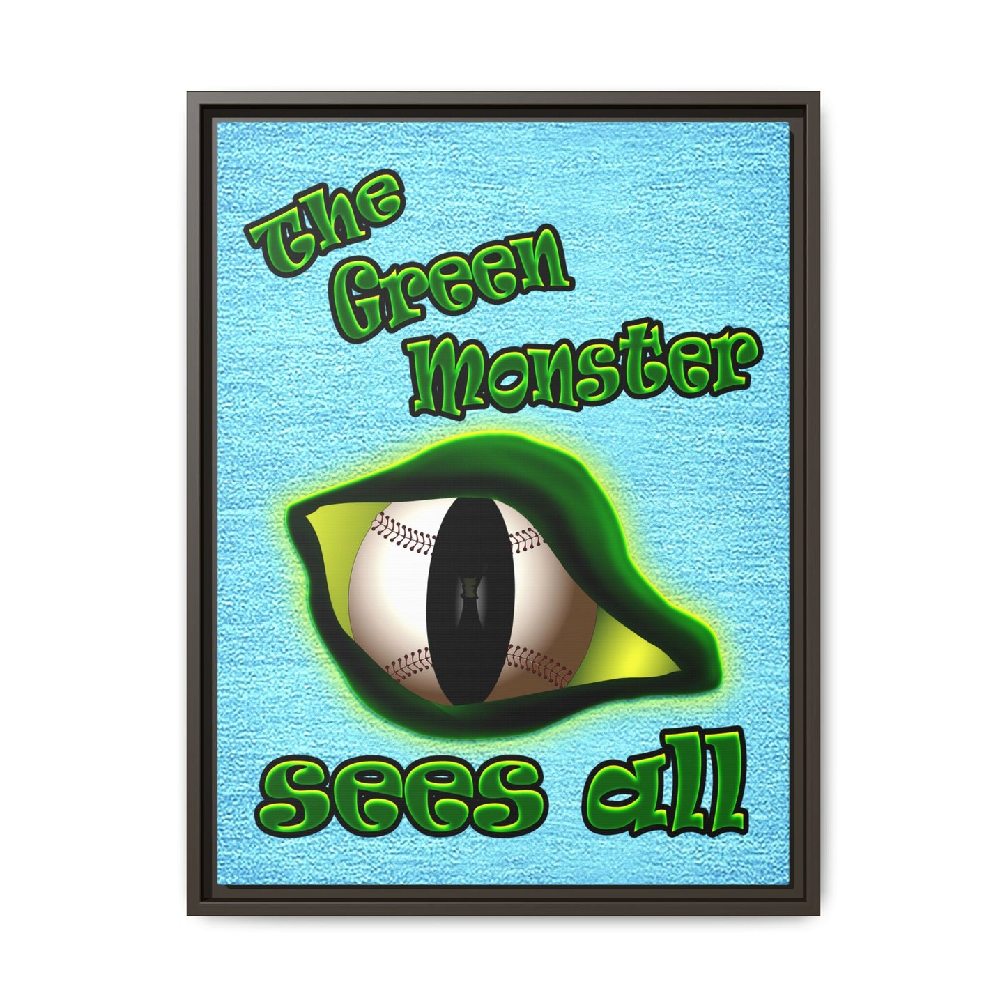 green monster - framed canvas art (faded blue)