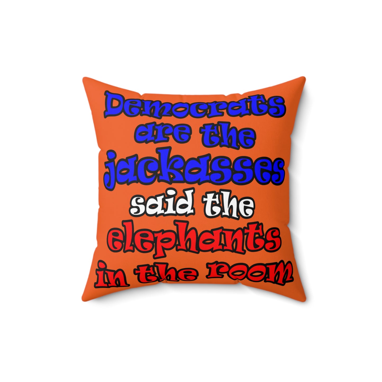 donkeys and elephants - Spun Polyester Square Pillow - (orange)
