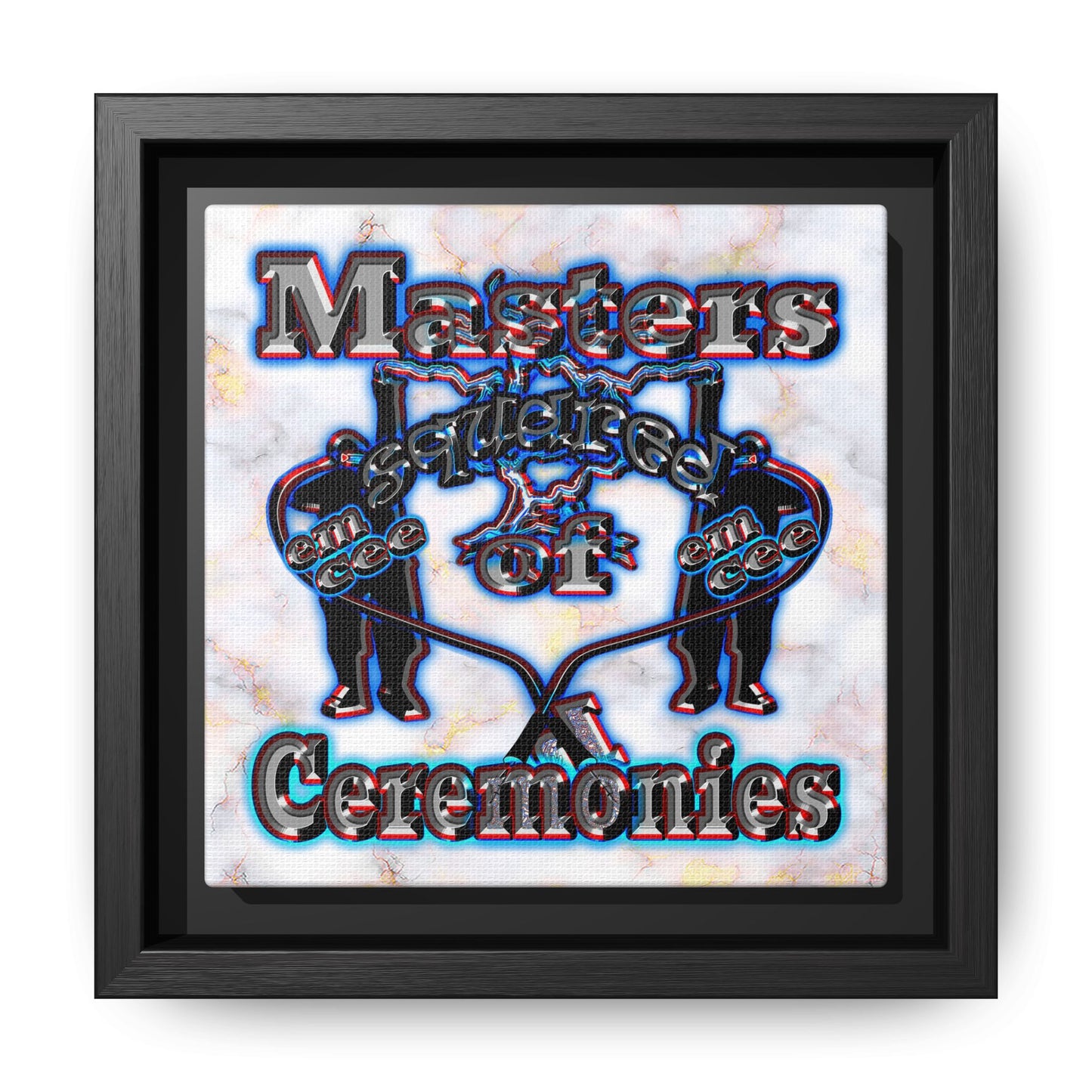 em cee squared - framed canvas art (white marble)