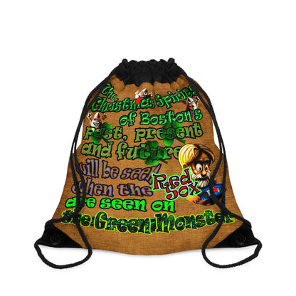 christmas spirits of boston - Drawstring Bag (dichromatic brown papyrus)