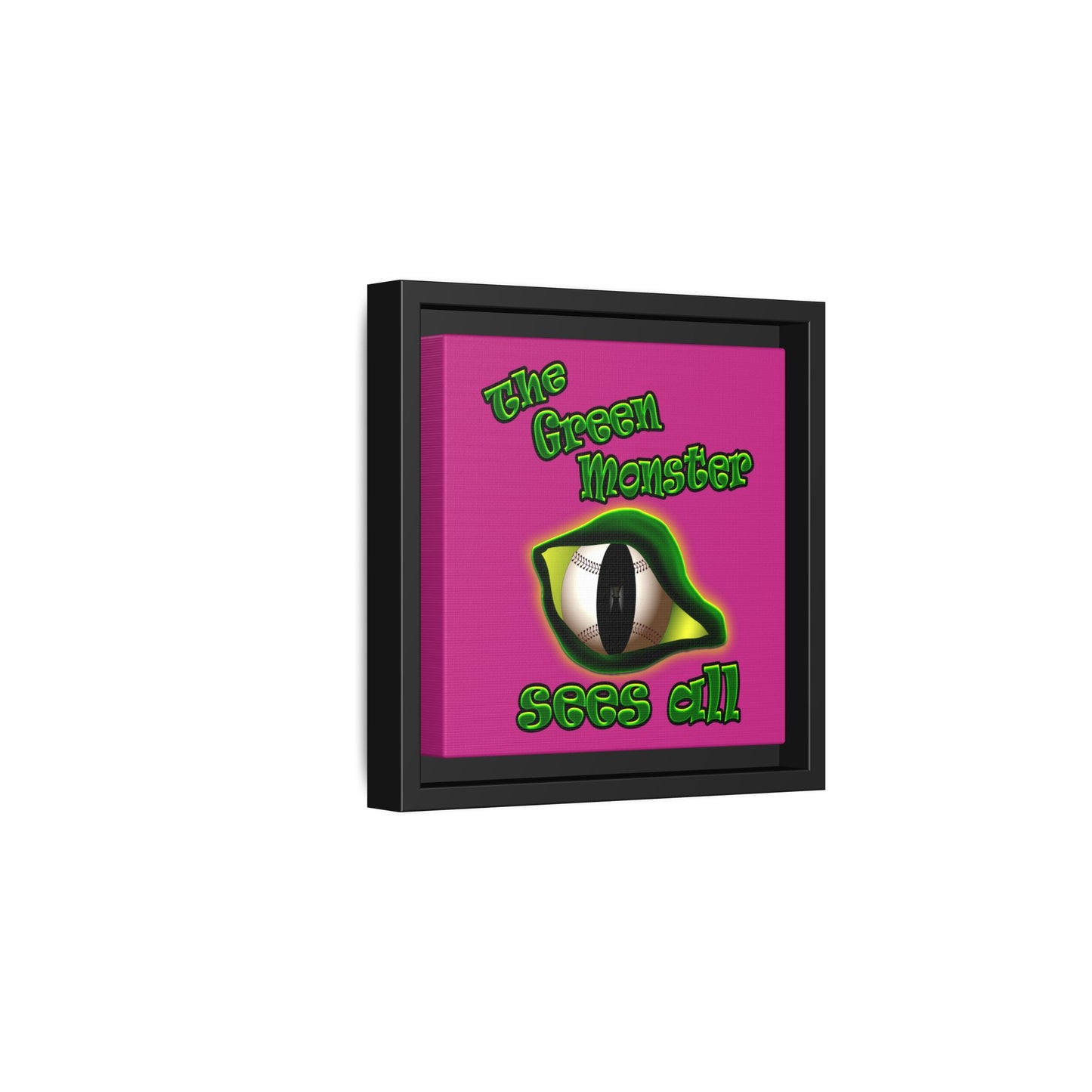 green monster - framed canvas art (pink)