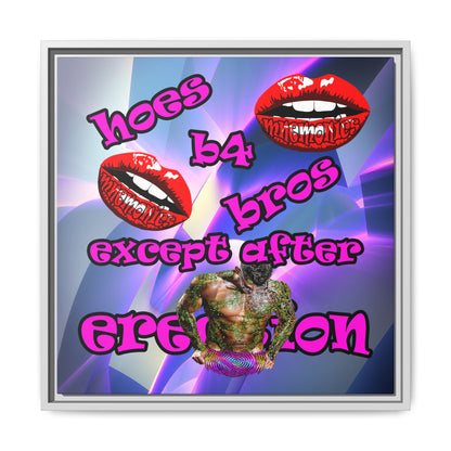 hoes b4 bros - framed canvas art (grey-pink wave)