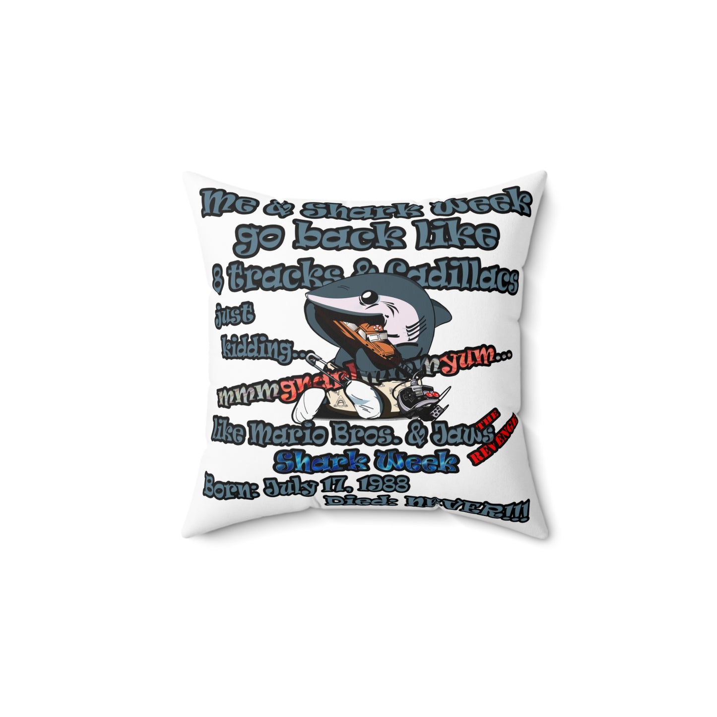 shark week - Spun Polyester Square Pillow - (white)