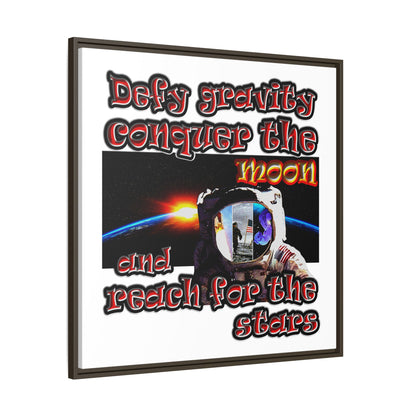 defy conquer reach - framed canvas art (white)