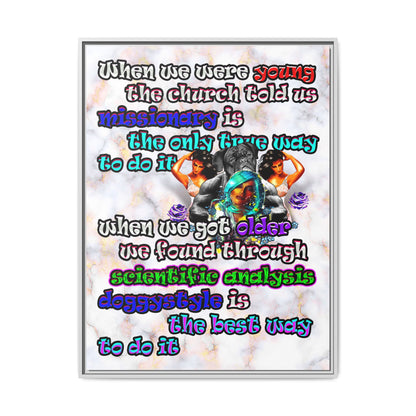 doggystyle - framed canvas art (white marble)